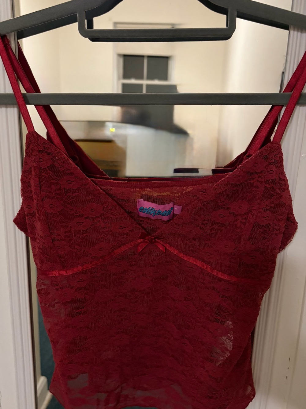 EDIKTED Lace Cami top in Deep Red